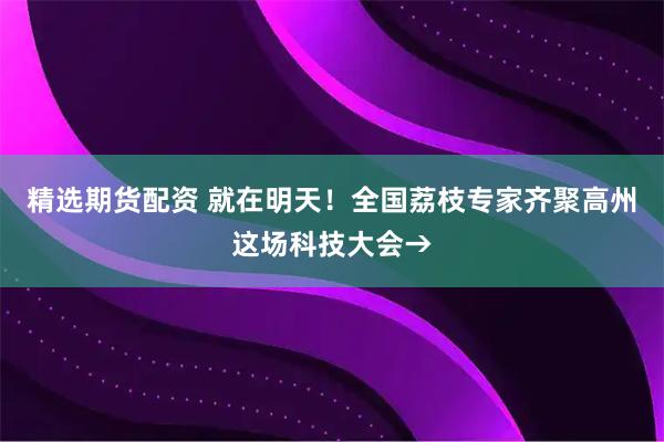 精选期货配资 就在明天！全国荔枝专家齐聚高州这场科技大会→